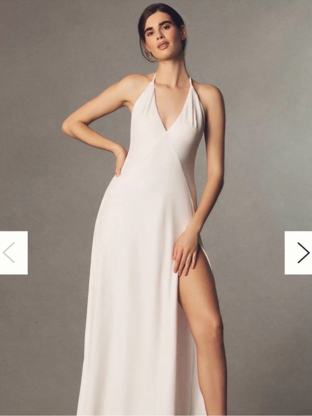 Elegant White Halter V-Neck Maxi Dress